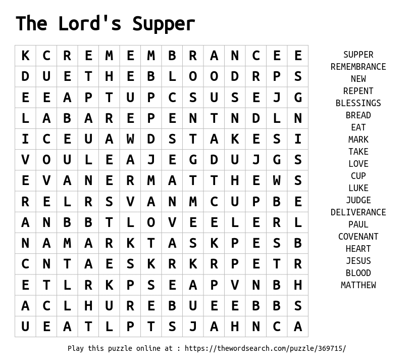 Download Word Search On The Lord s Supper