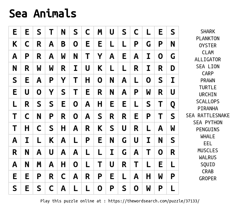 download word search on sea animals