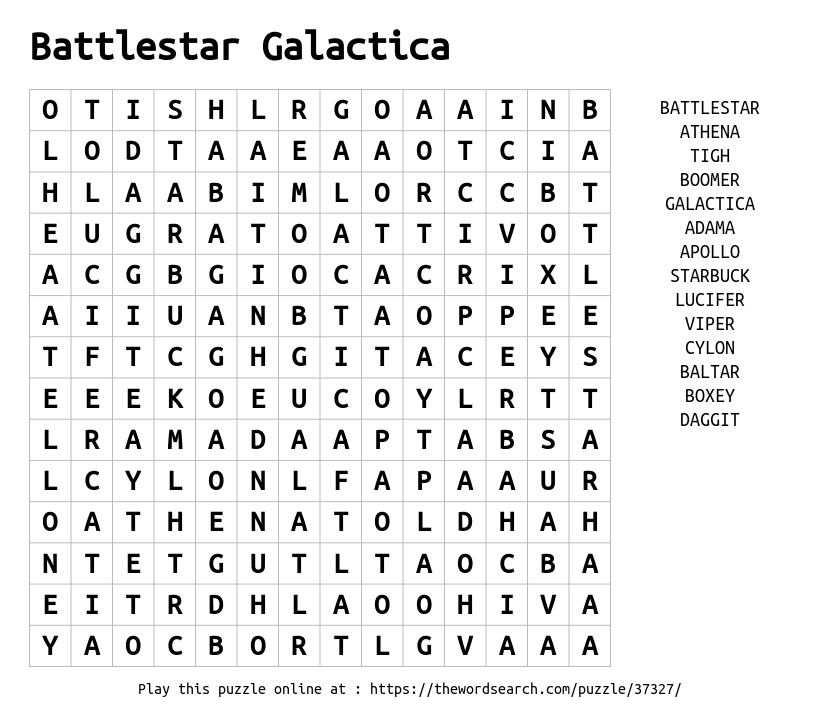 Word Search on Battlestar Galactica
