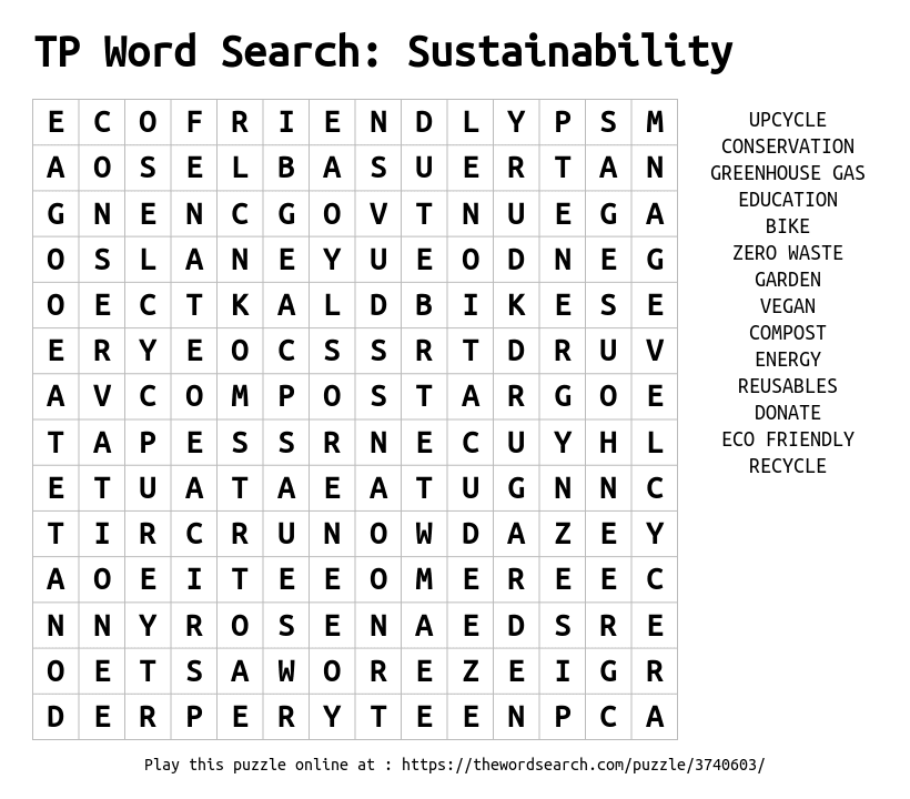 TP Word Search Sustainability Word Search