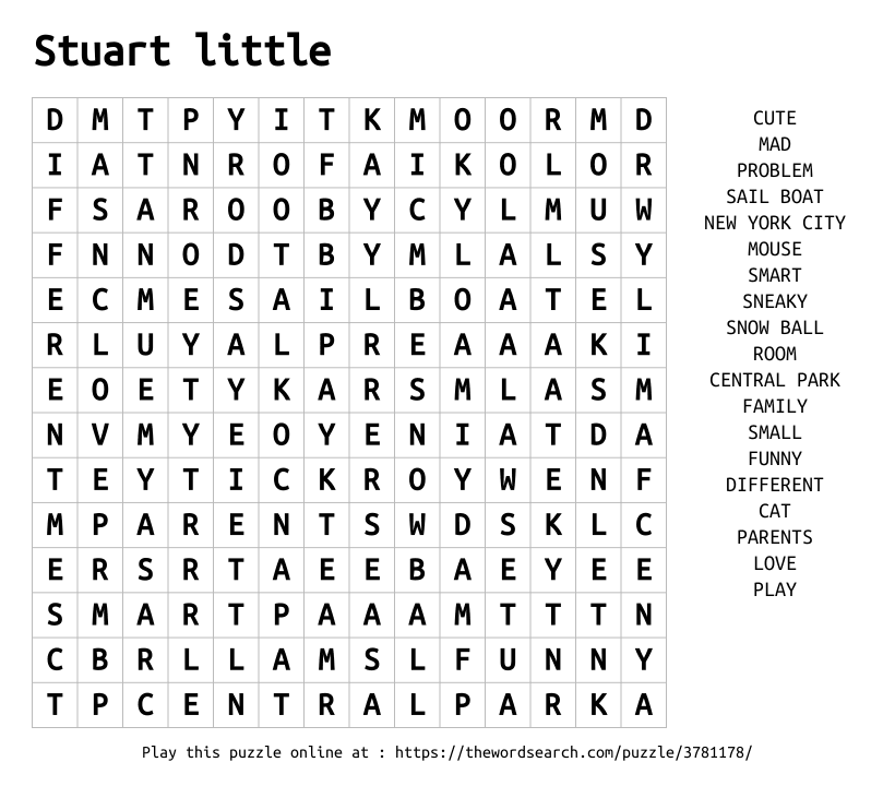 Word Search on Stuart little