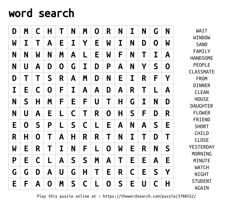 Word Search on word search