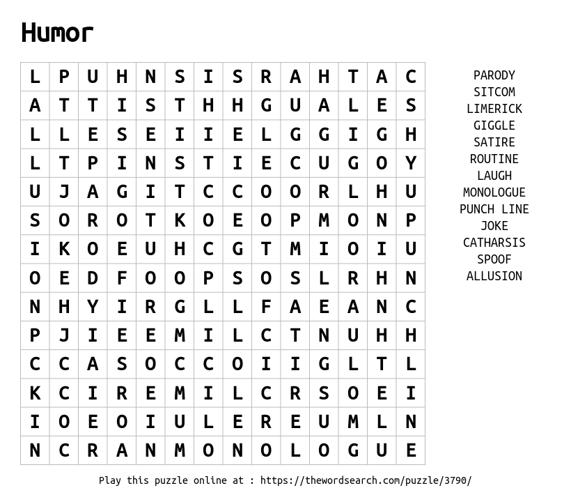 Word Search on Humor
