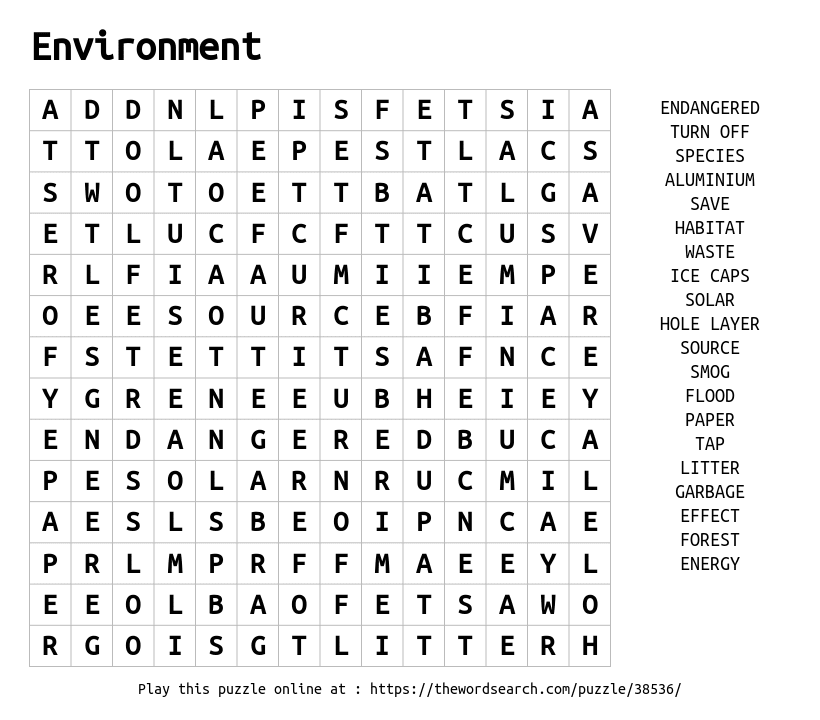 Download Word Search On Environment