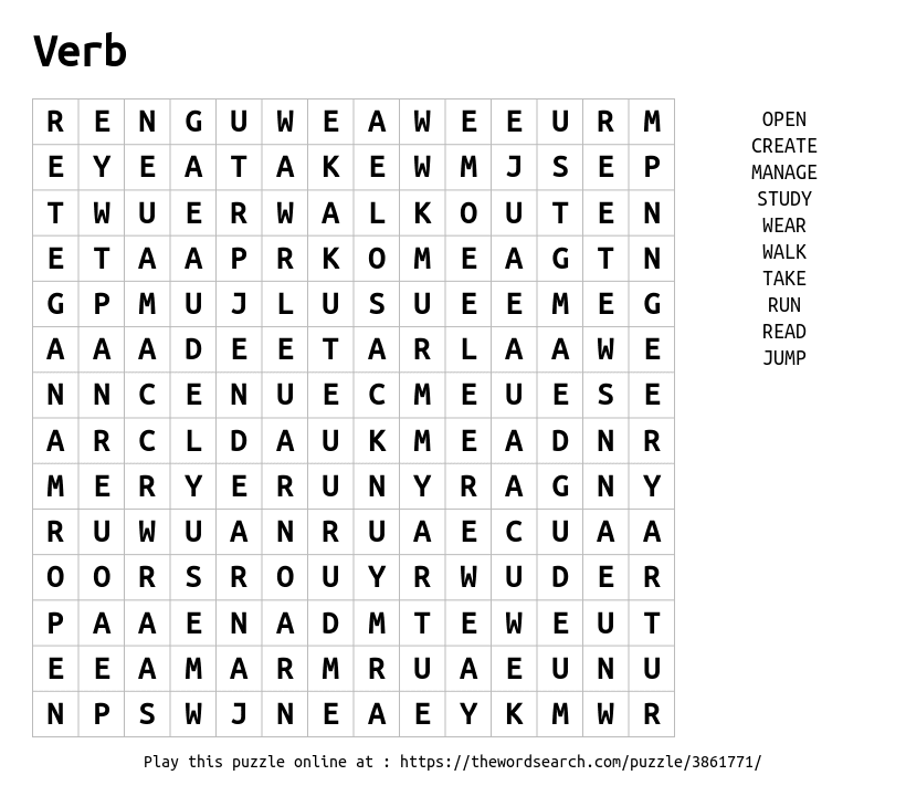 Word Search on Verb