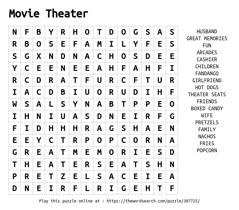 download word search on movie theater