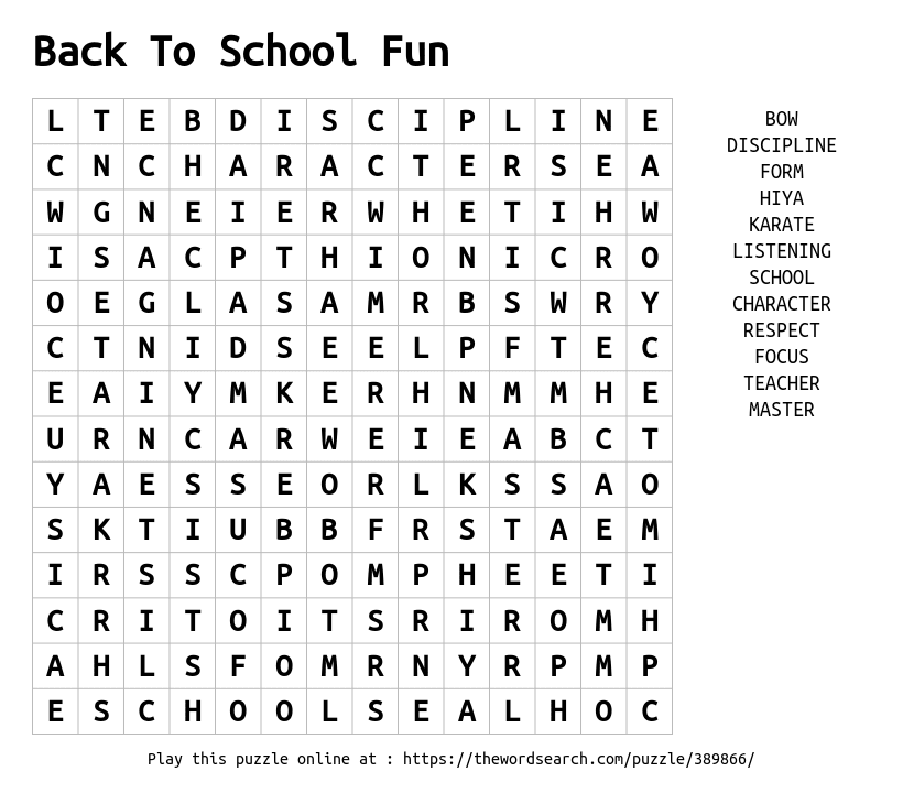 Download Word Search On Back To School Fun