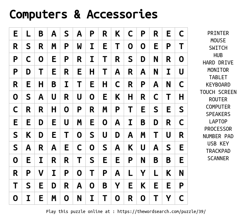 Word Search on Computers & Accessories