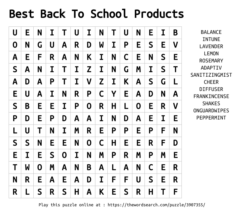 Word Search on Best Back To School Products