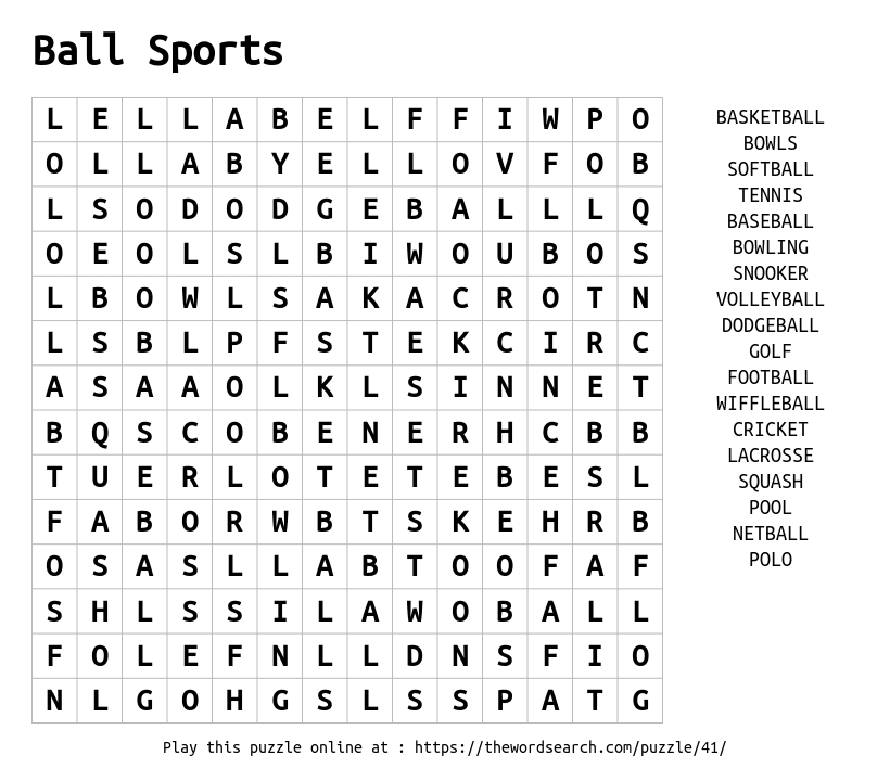 download word search on ball sports