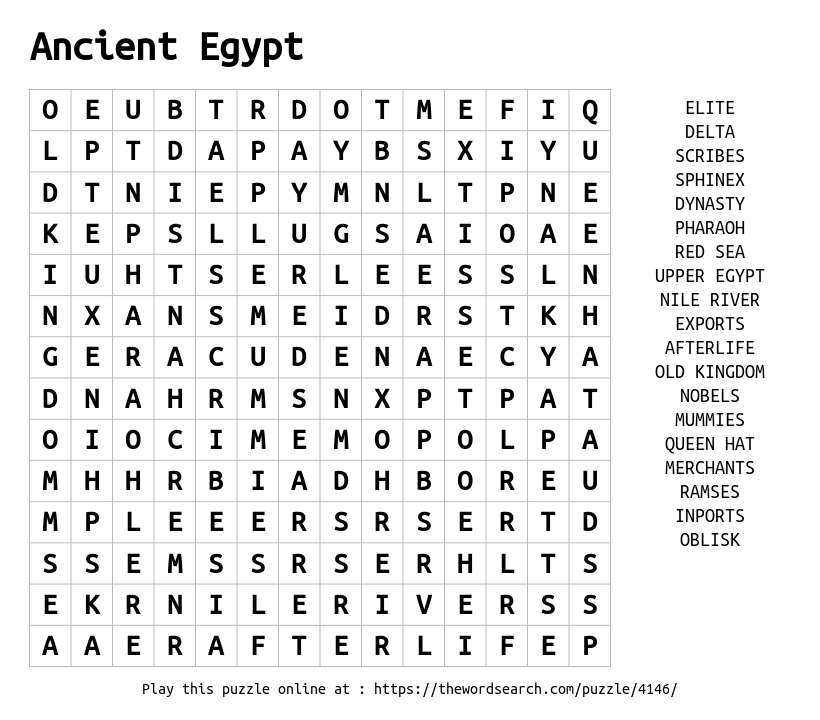 Download Word Search On Ancient Egypt