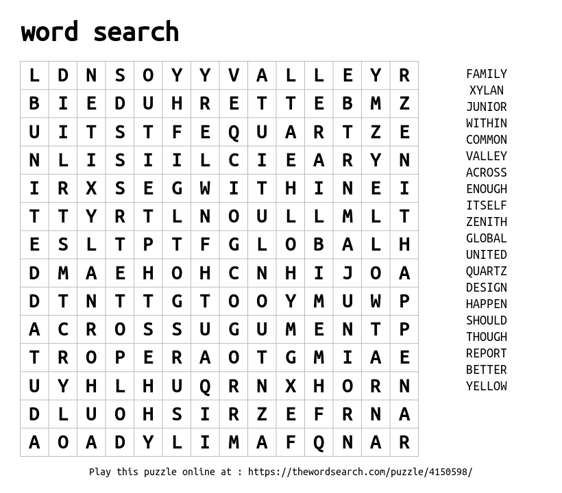 Word Search on word search