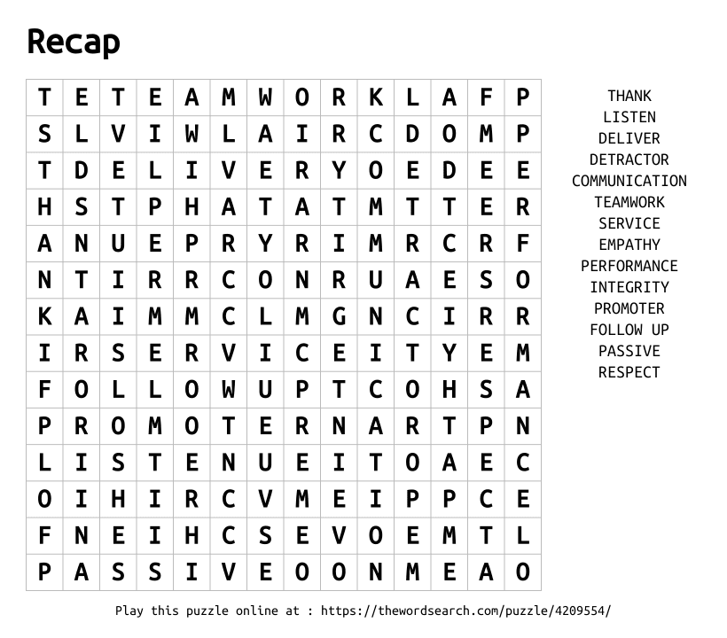 Word Search on Recap