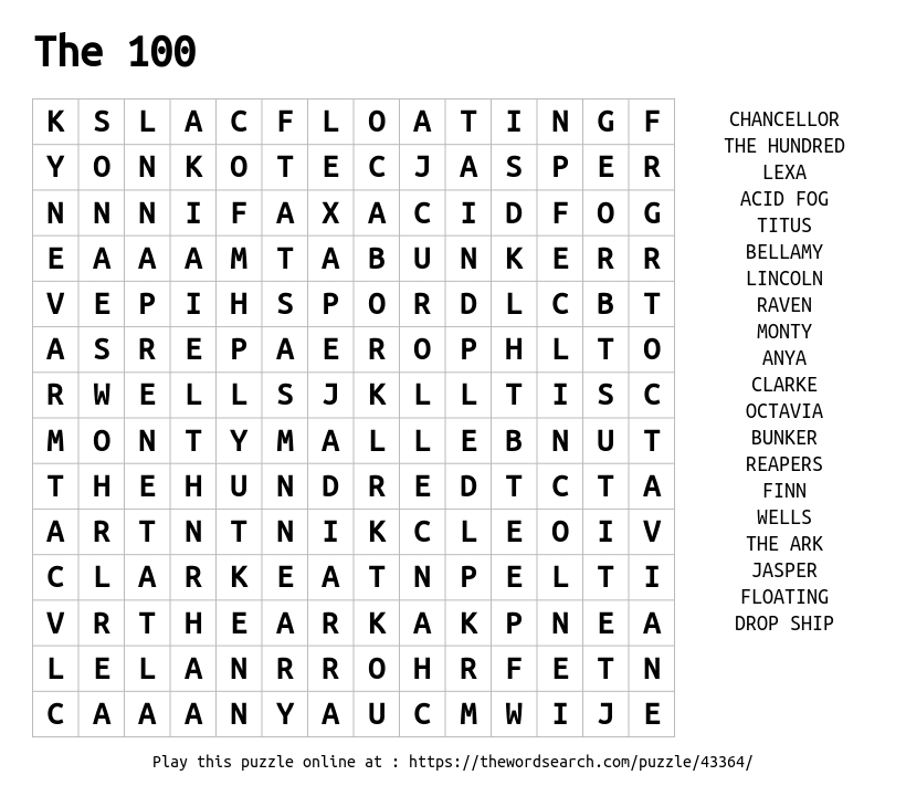 download word search on the 100
