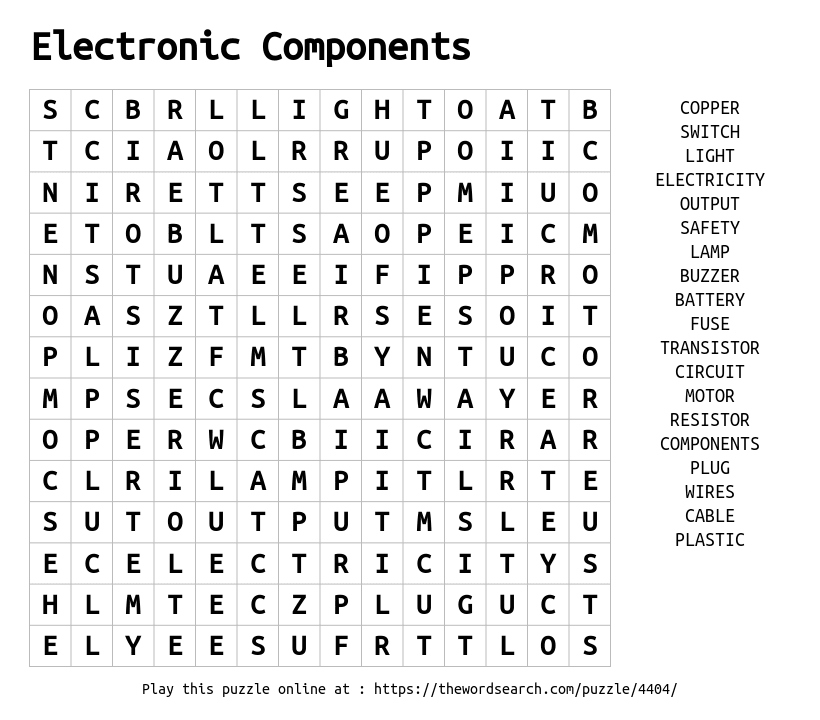 Word Search on Electronic Components