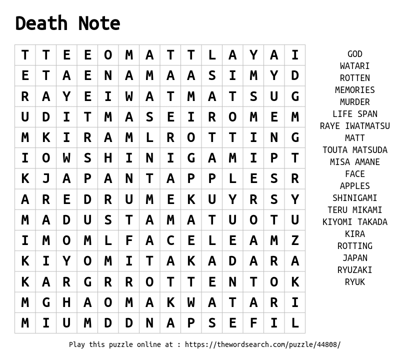 Download Word Search on Anime / Fortnite word search