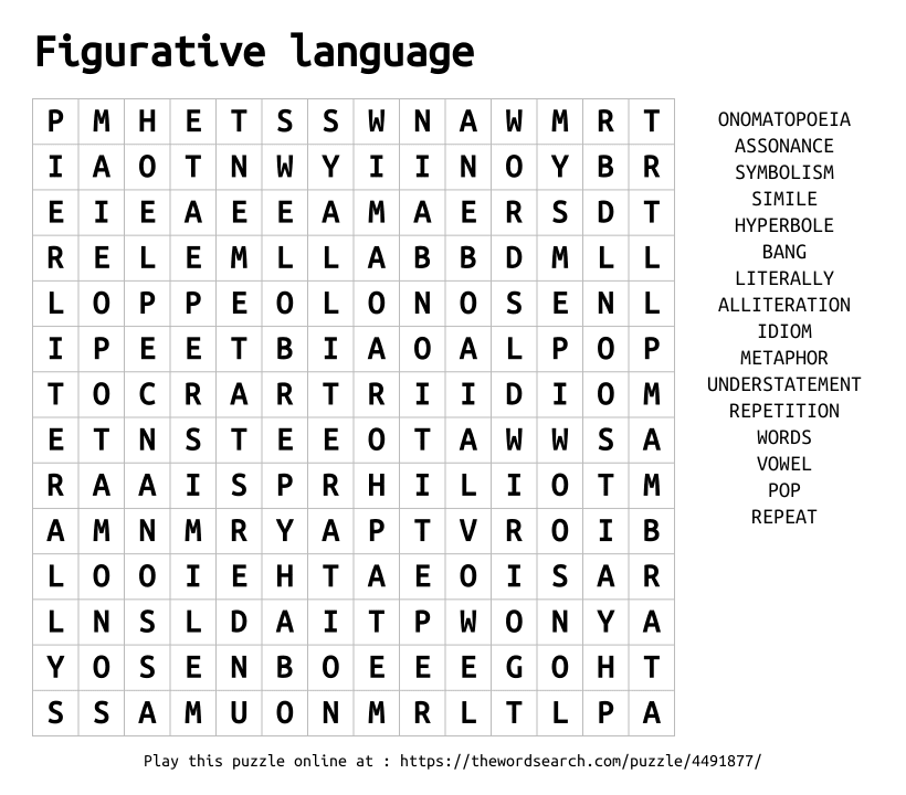 Word Search on Figurative language