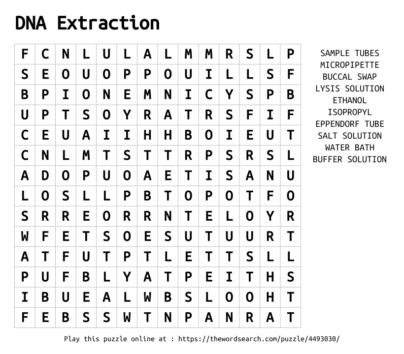 Word Search on DNA Extraction