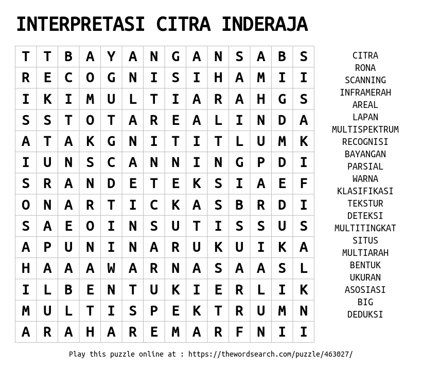 Interpretasi Citra Inderaja Word Search
