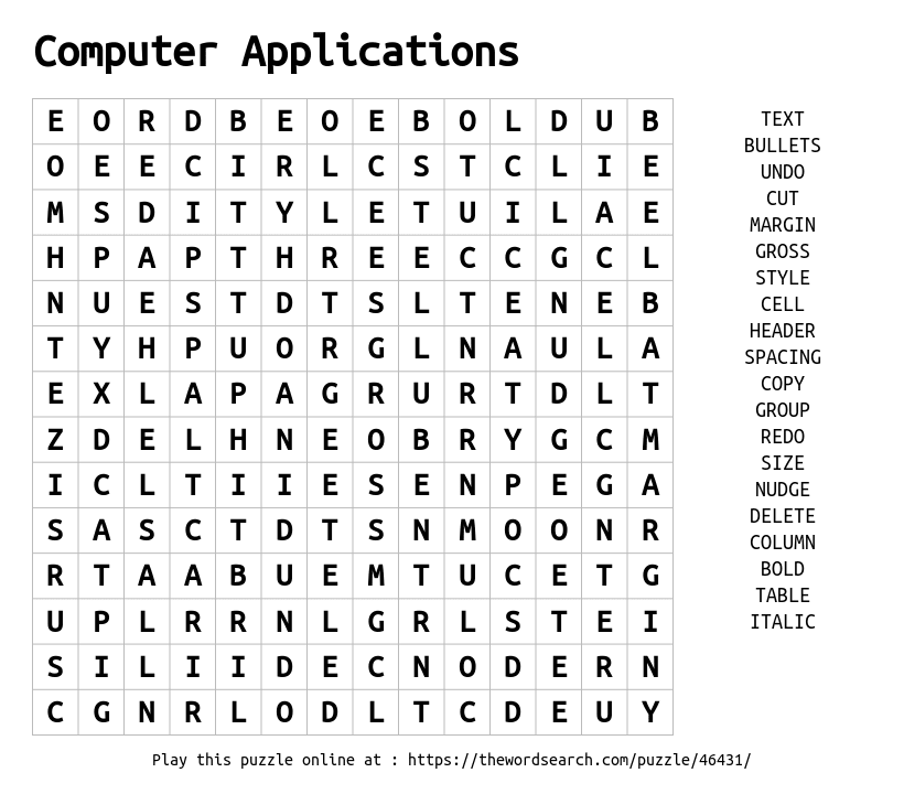 Download Word Search on Computer Applications 