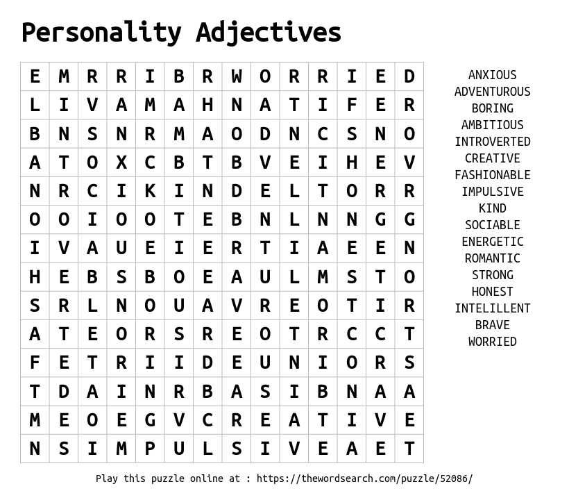 Which words are adjectives. Wordsearch прилагательные. Adjectives Wordsearch. Personality adjectives. Describing people personality.