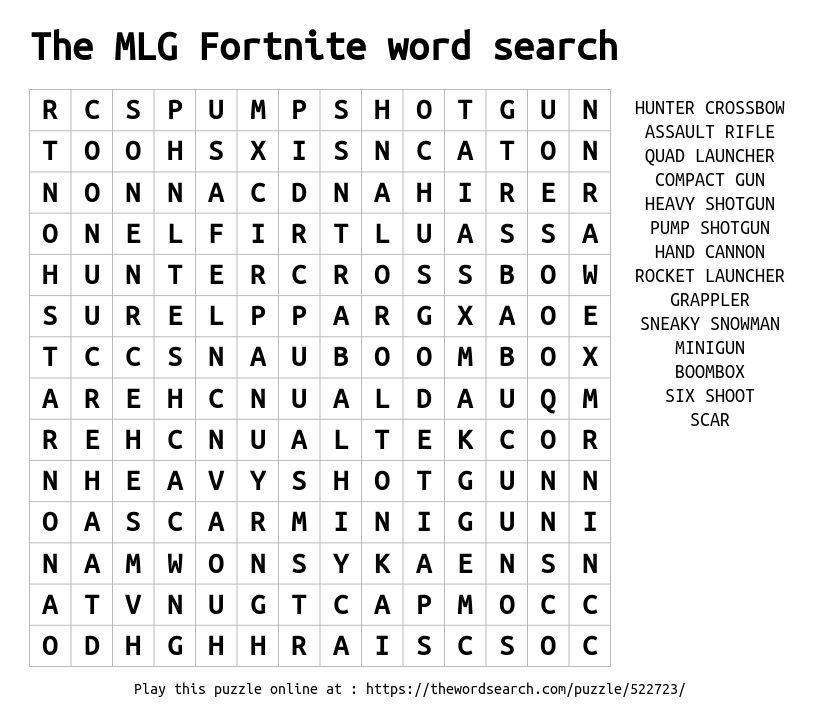  - fortnite word search free printable