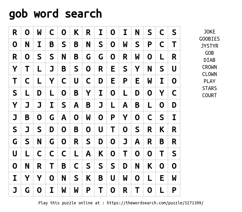 Word Search on gob word search