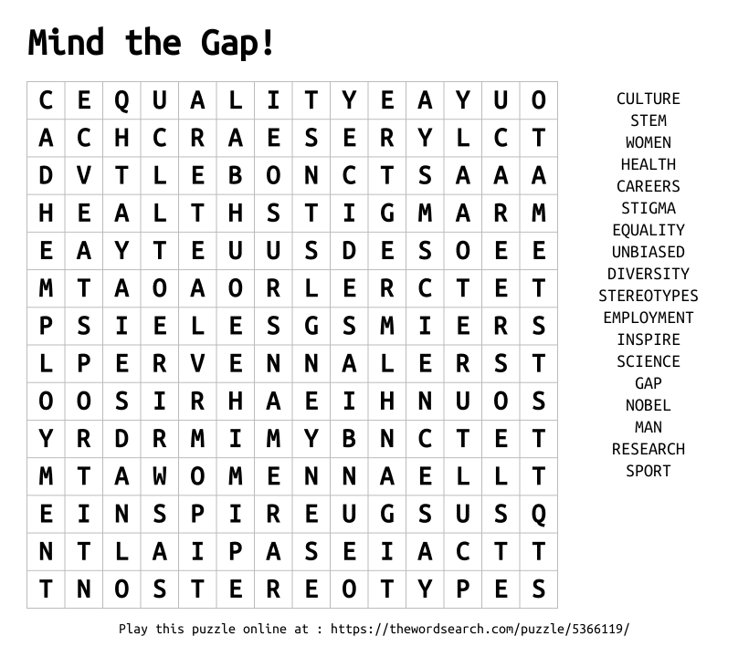 Word Search on Mind the Gap!