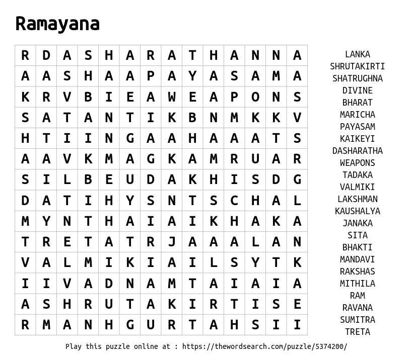 Download Word Search on Ramayana