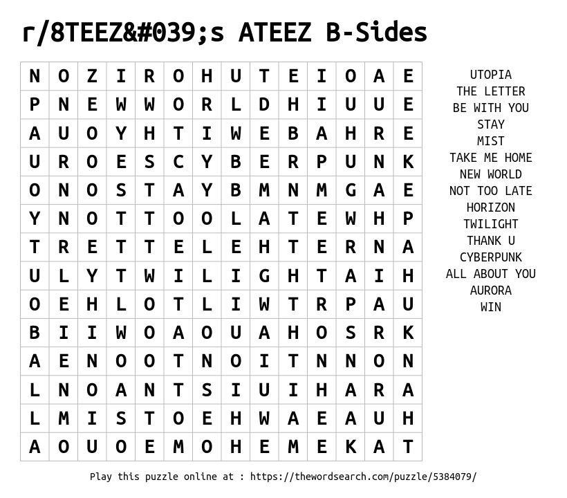 Download Word Search on r 8TEEZ s ATEEZ B Sides