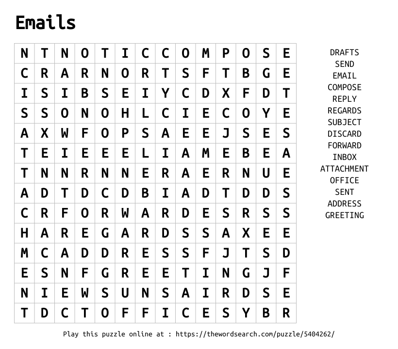 Word Search on Emails