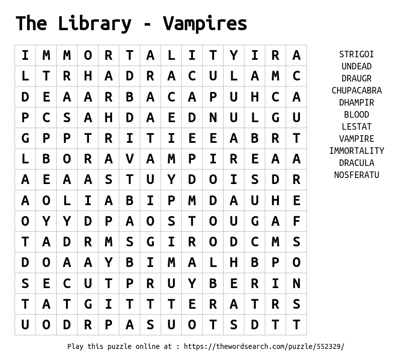 Download Word Search On The Library Vampires