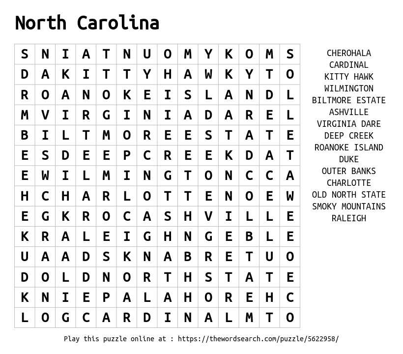 north-carolina-word-search