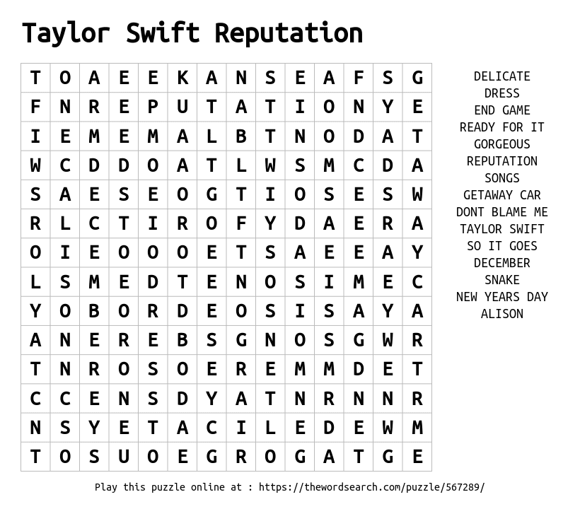 Reputation Album Puzzle (Taylor Swift)