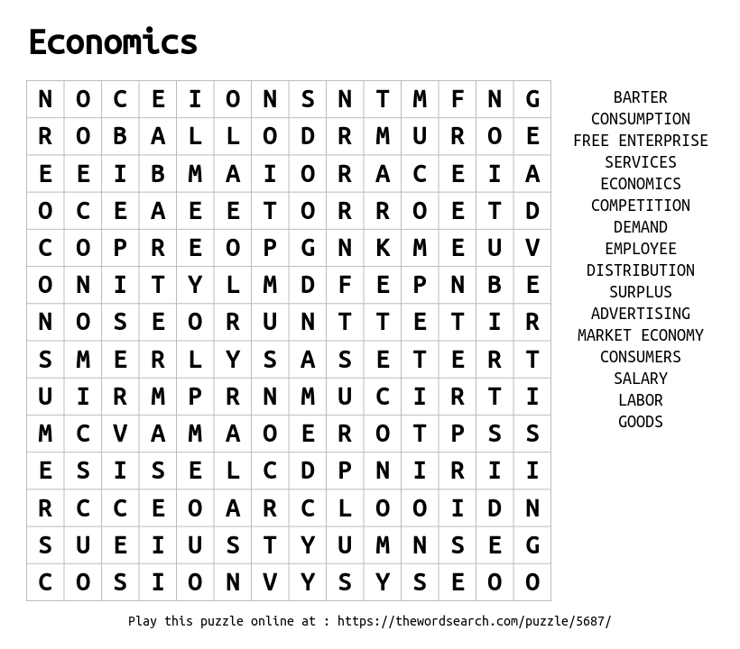 Download Word Search on Economics