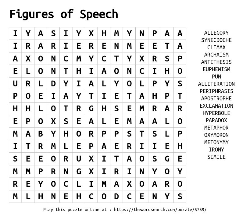 Download Word Search on Figures of Speech