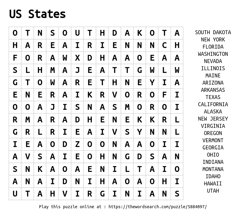 Download Word Search on US States