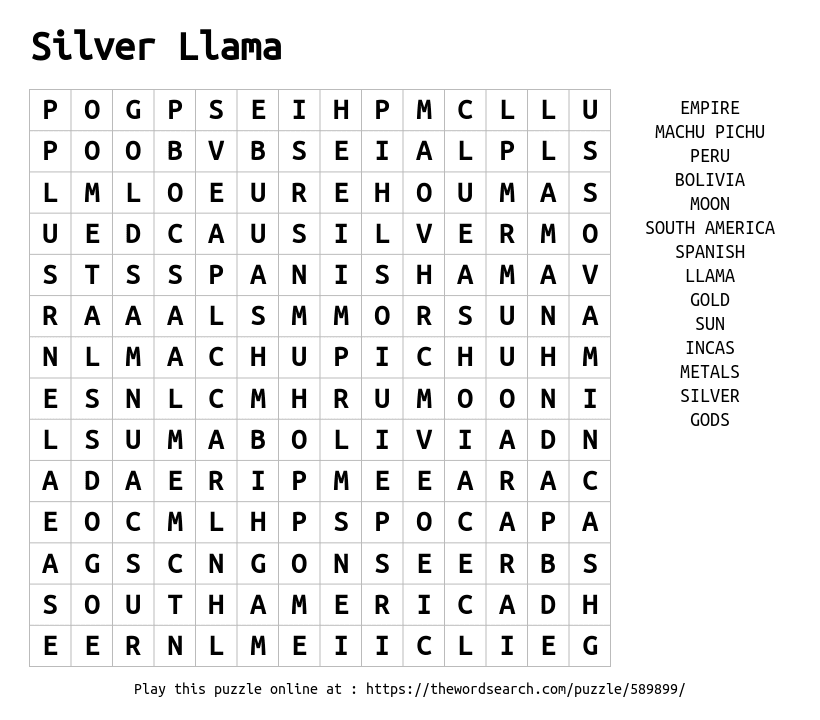 download word search on silver llama