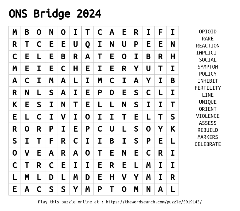 ONS Bridge 2024 Word Search