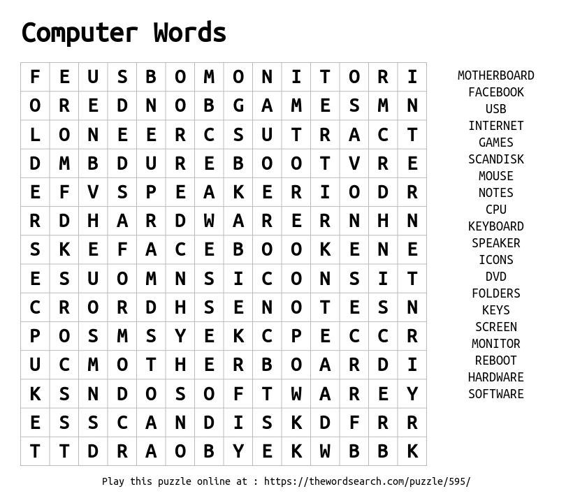 Download Word Search On Computer Words