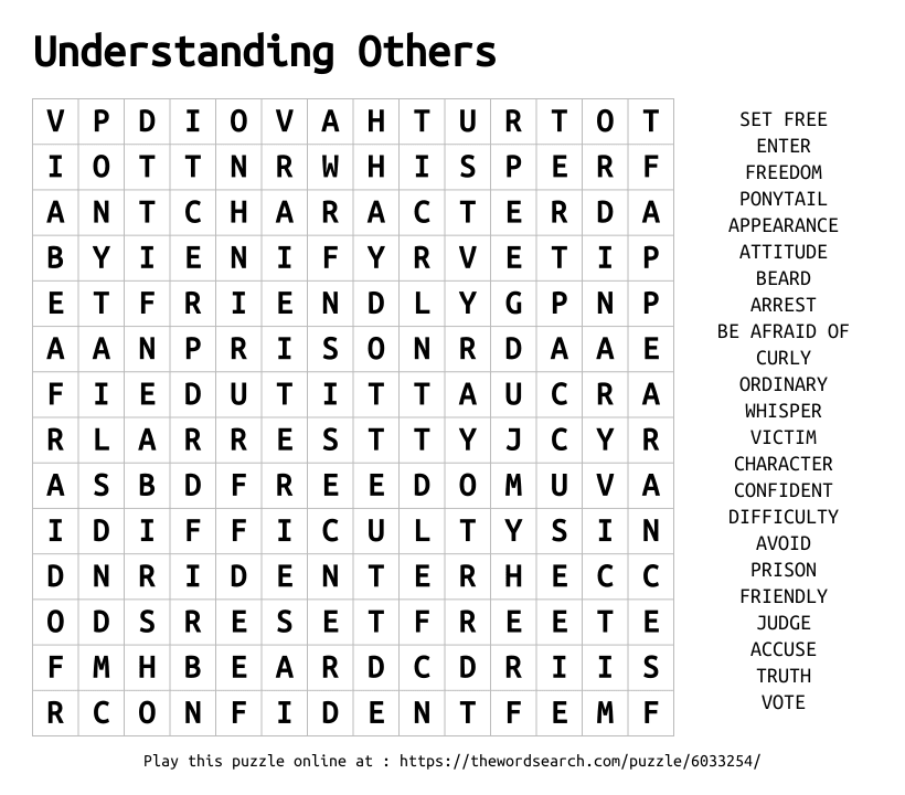 Word Search on Understanding Others