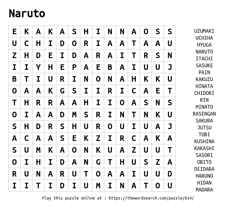 Word Search on Naruto