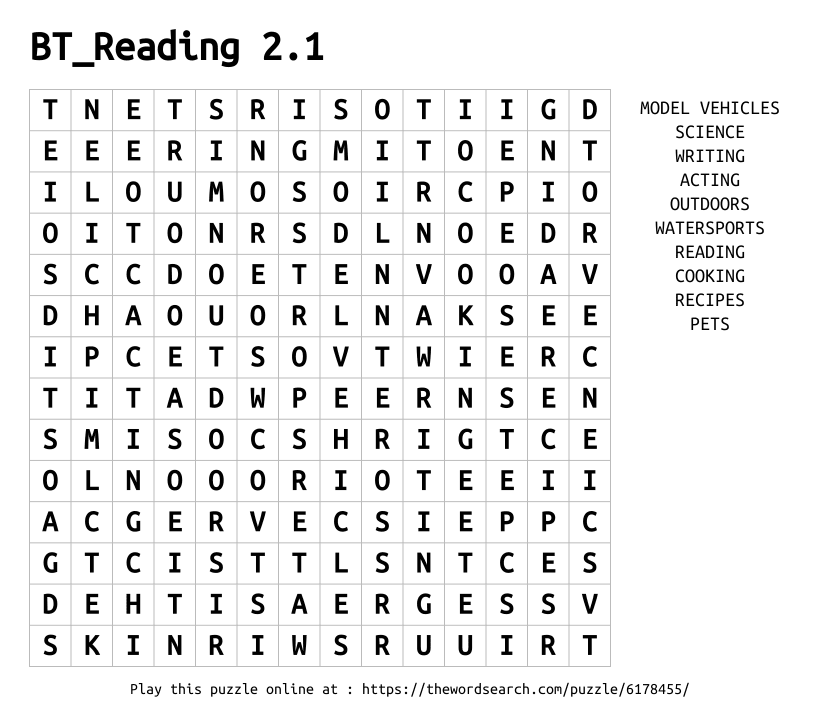 Word Search on BT_Reading 2.1