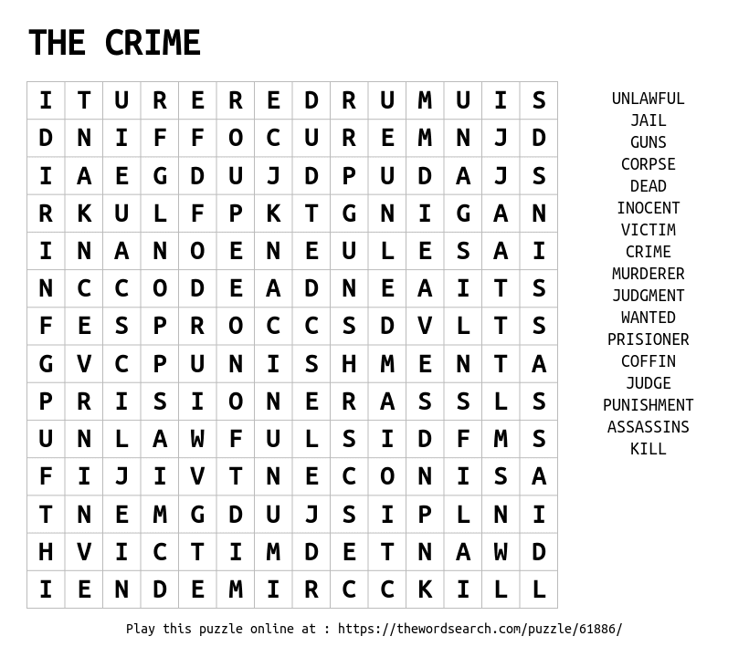 Word Search on THE CRIME