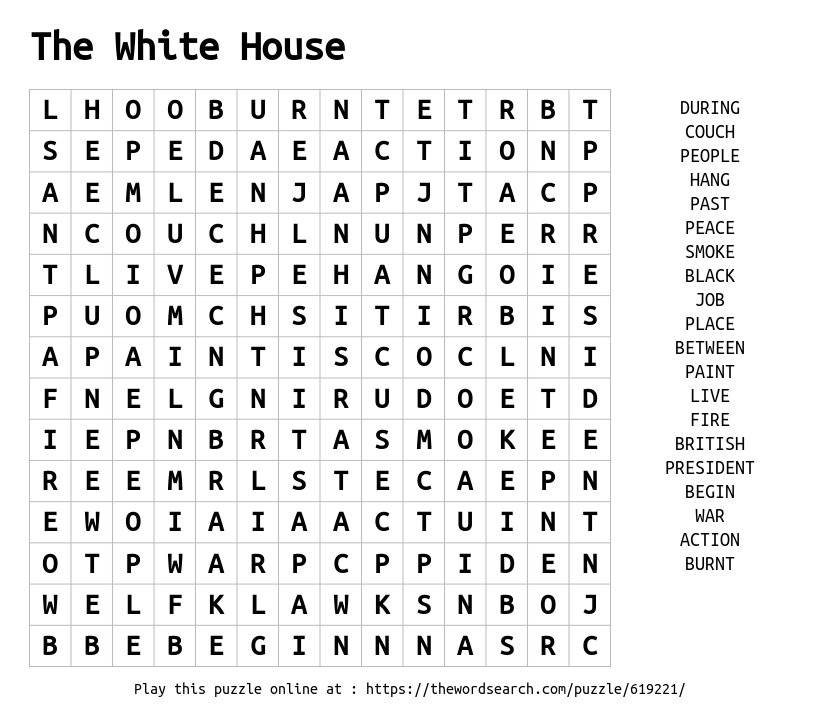 The White House Word Search