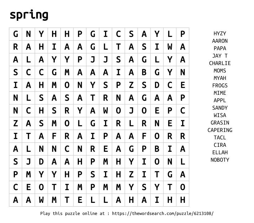 Word Search on spring