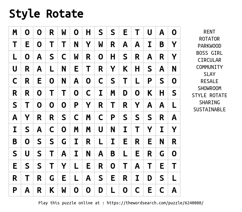 Word Search on Style Rotate