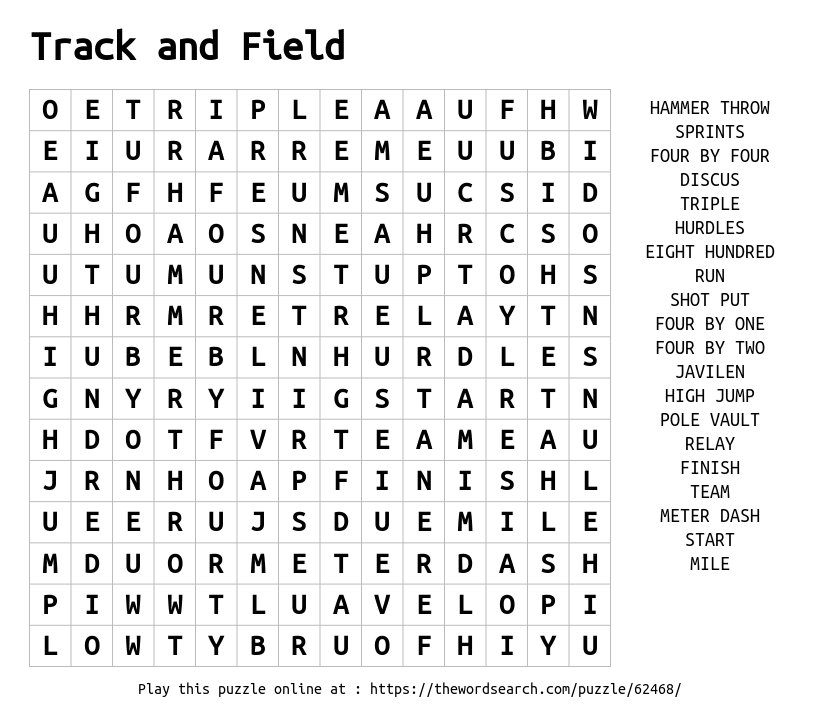 Download Word Search On Track And Field