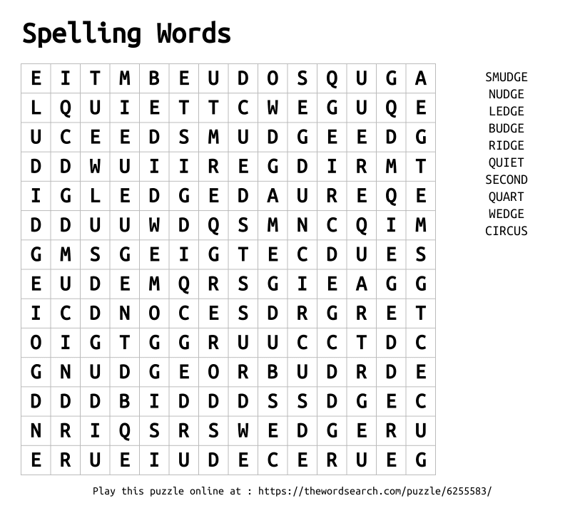 Download Word Search on Spelling Words