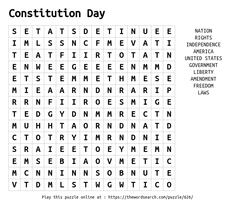 the constitution word search 4 answers